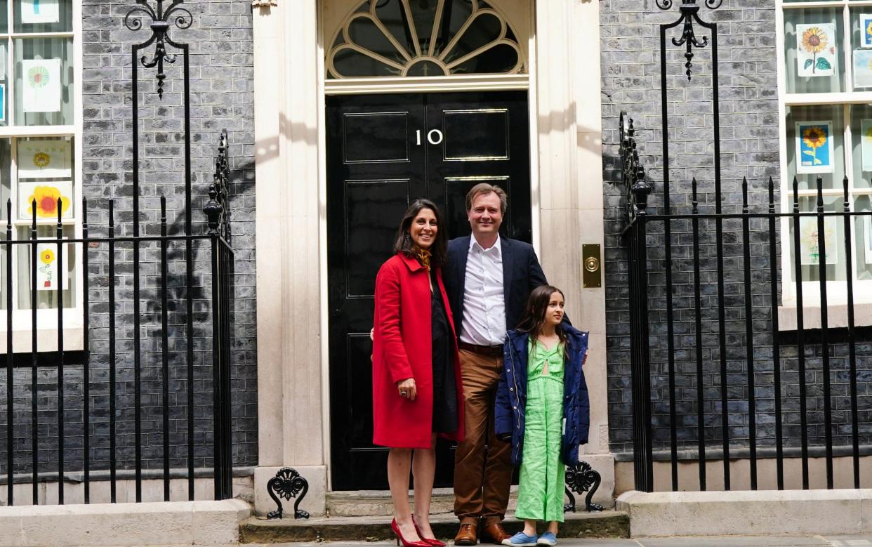 Nazanin Zaghari-Ratcliffe with her husband Richard Ratcliffe and daughter Gabriella arriving in Downing Street - Victoria Jones/PA