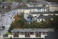 In this photo dated Monday Oct. 14, 2019 shows a Republican mural on a wall in the bogside area of Londonderry, Northern Ireland. Fears about a return to the violence that killed more than 3,500 people over three decades have made Northern Ireland the biggest hurdle for U.K. and EU officials who are trying to hammer out a Brexit divorce deal. (AP Photo/Peter Morrison)