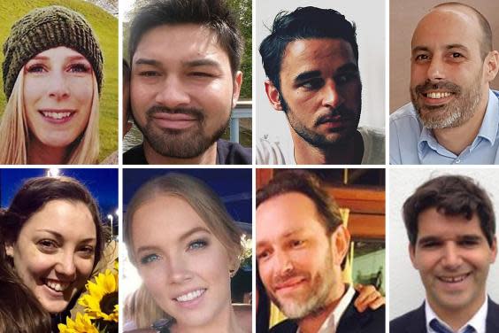 The victims of the London Bridge terrorist attack (top row left to right) Christine Archibald, James McMullan, Alexandre Pigeard, Sebastien Belanger, (bottom row left to right) Kirsty Boden, Sara Zelenak, Xavier Thomas and Ignacio Echeverria (PA)