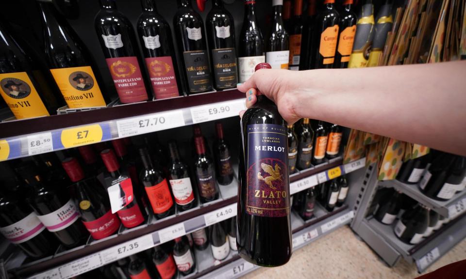 <span>The tax on a bottle of wine with an ABV of 14.5% will increase by the maximum 42p to £3.09.</span><span>Photograph: Yui Mok/PA</span>