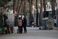 Migrants are seen at the Ritsona camp, during a nationwide lockdown to contain the spread of the coronavirus disease (COVID-19), in Ritsona