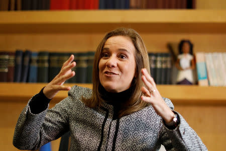 Independent pre-candidate for the presidential election 2018, Margarita Zavala, gestures during an interview with Reuters in Mexico City, Mexico January 16, 2018. REUTERS/Carlos Jasso