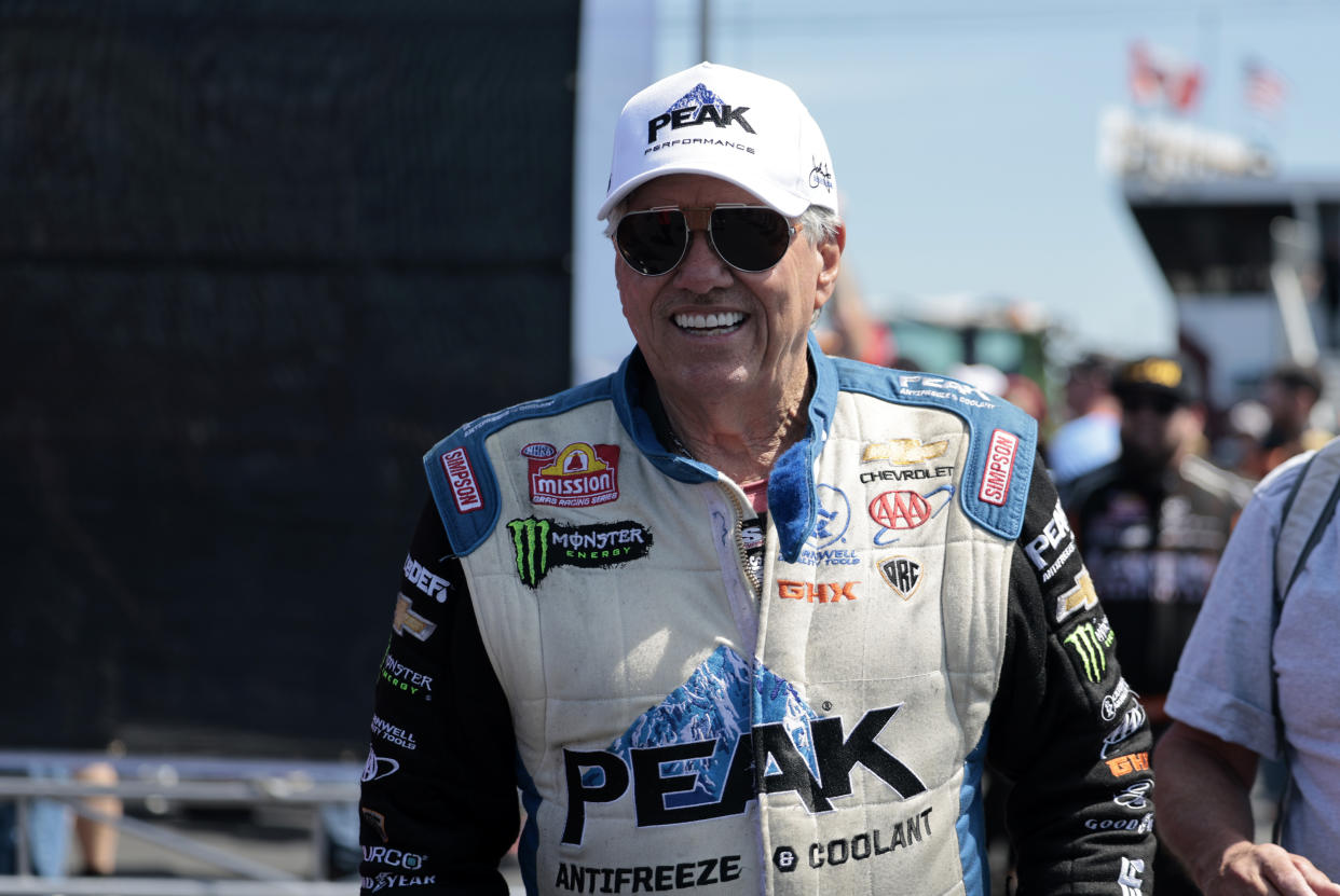 EPPING, NH - JUNE 02: John Force, of Yorba Linda, CA, before the NHRA New England Nationals on June 2, 2024, at New England Dragway in Epping, New Hampshire. (Photo by Fred Kfoury III/Icon Sportswire via Getty Images)