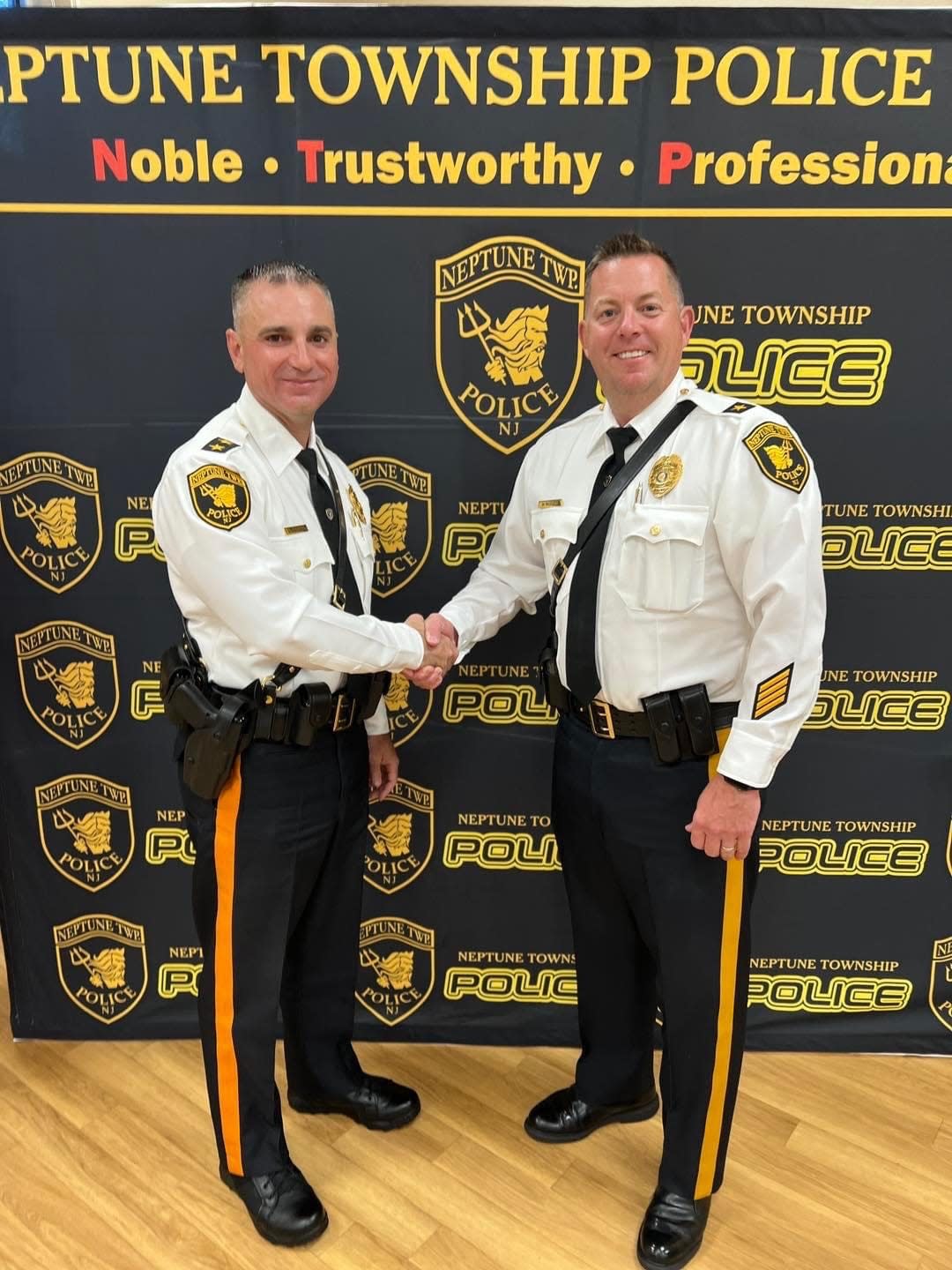 Neptune Township Police Chief Anthony Gualario and Deputy Police Chief Michael J. McGhee on Sept. 11, 2023 at the Township Committee meeting.