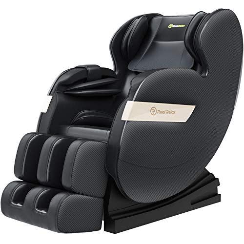 1) Real Relax 2020 Massage Chair, Full Body Zero Gravity Shiatsu Recliner with Bluetooth and Led Light, Black