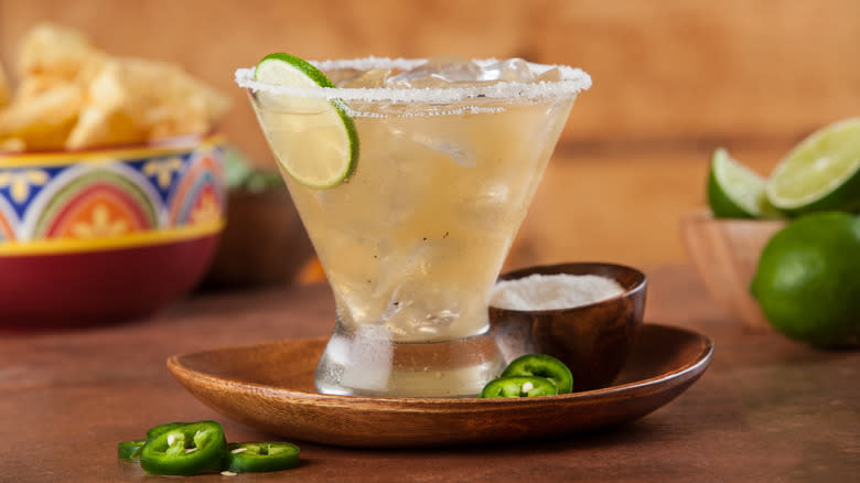 Margarita with lime and jalapeno