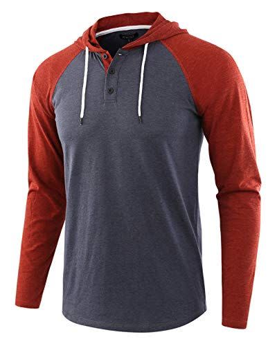 HETHCODE Men's Long Sleeve Raglan Shirt With Hood