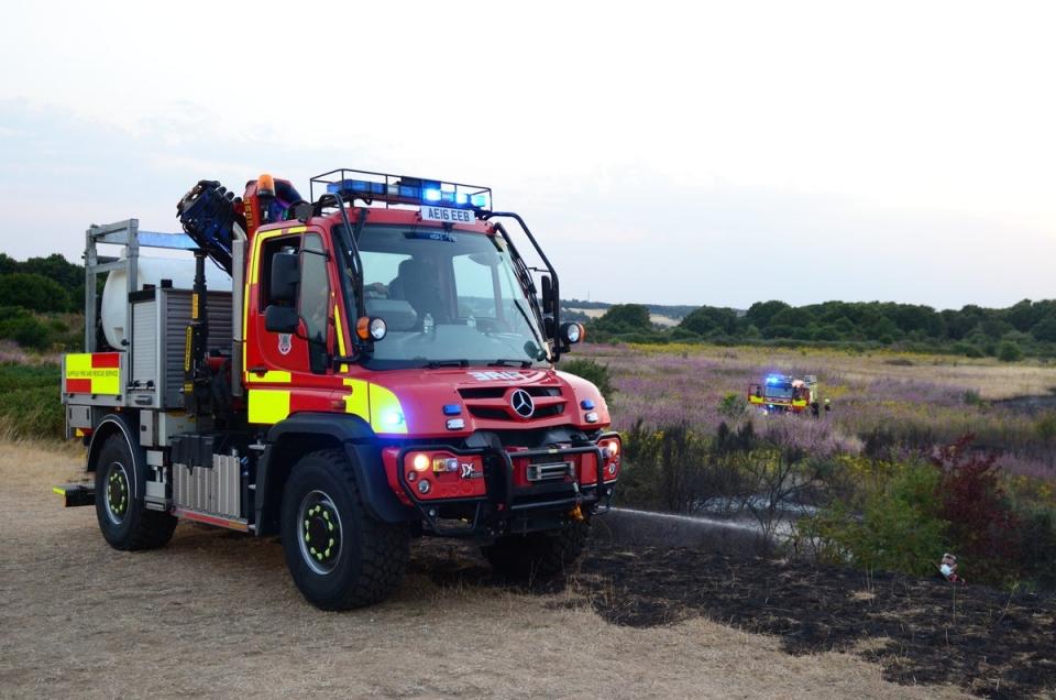 Suffolk Fire and Rescue Service attends to a grass fire in Ravenswood (Suffolk Fire & Rescue Service/PA) (PA Media)