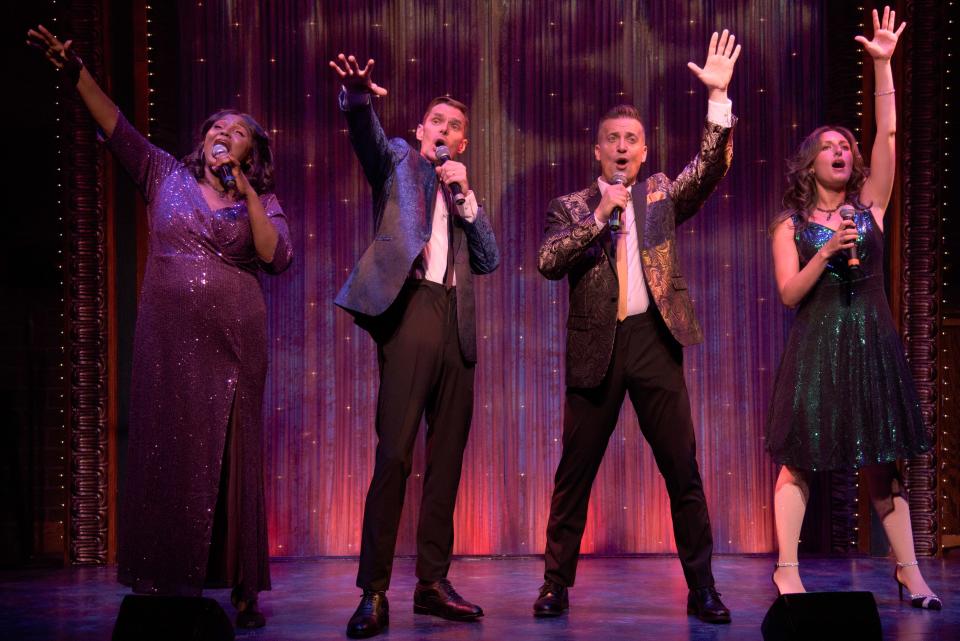 From left, Jannie Jones, Brandon Wardell, Joey Panek and Jacquelyne Paige in “Up on the Roof” at Florida Studio Theatre.