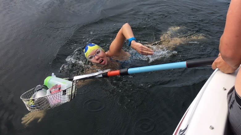 'My ideal day': Dionne Tatlow swims across Lac La Ronge, Saskatchewan