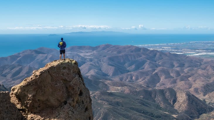 A perch along California's Backbone Trail looks out to the ocean