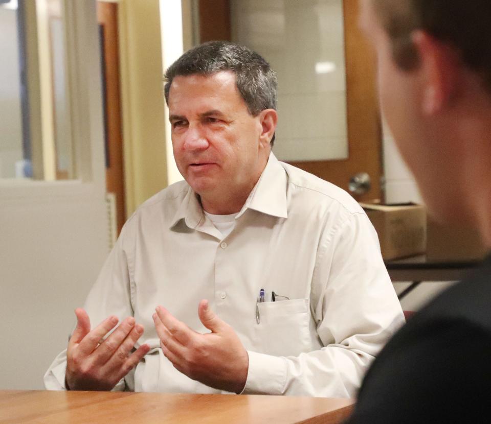 John Dunbar talks to the Daytona Beach News-Journal newsroom staff last year.