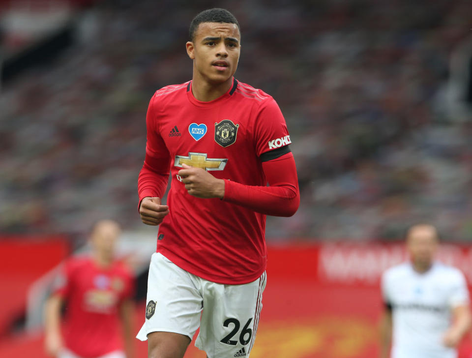 Manchester United forward Mason GreenwoodManchester United via Getty Images