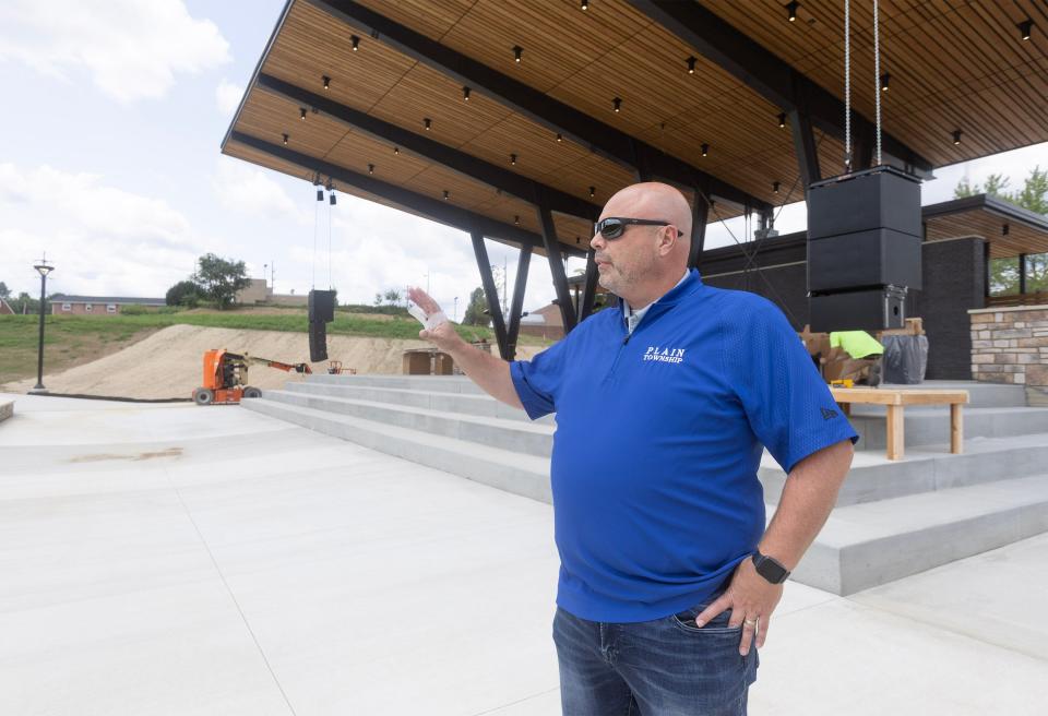 Rob Steinberg, Plain Township's parks director, talks about the new Plain Township Amphitheater in Legacy Park. The first public concert is tonight.