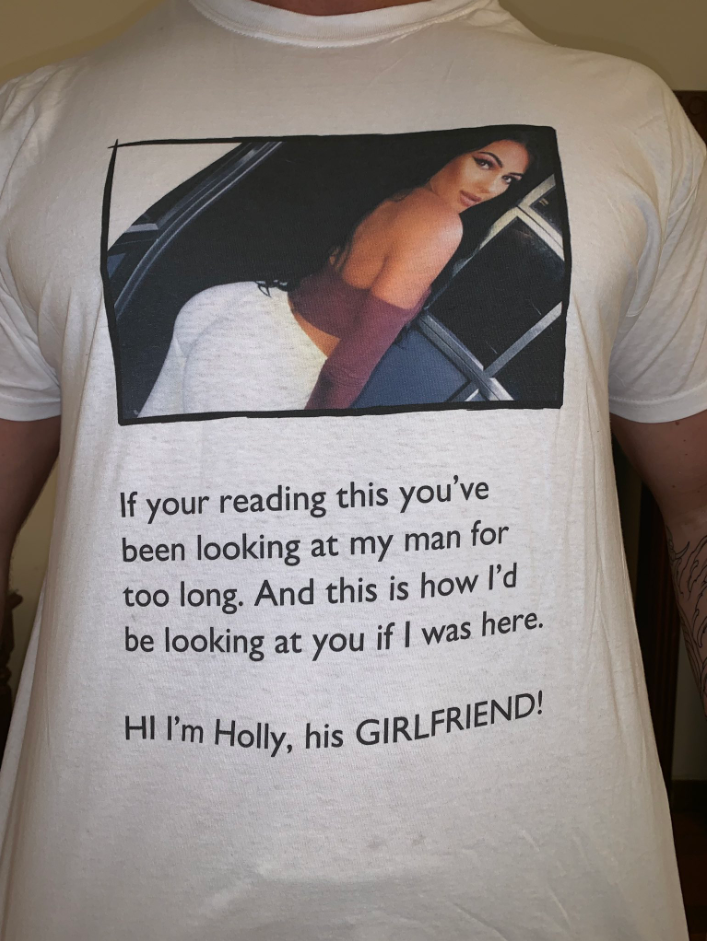 That’s one way to make sure he stays faithful. Source: Twitter/ Holly <span>Cockerill</span>