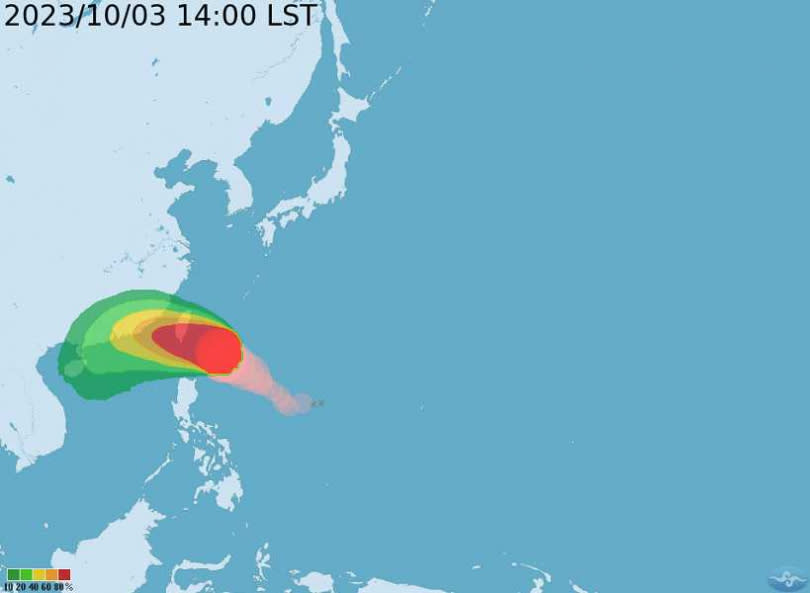 小犬颱風的暴風圈將涵蓋到苗栗以南。（圖／中央氣象署）