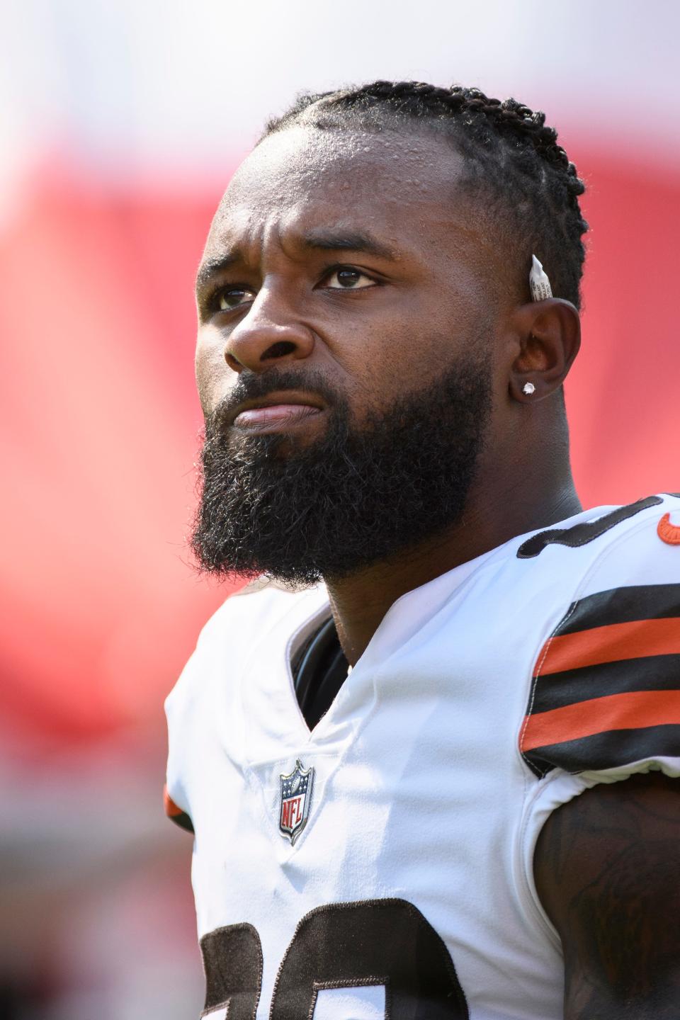 In the Browns' opener, wide receiver Jarvis Landry had five catches on five targets for 71 yards and rushed twice for 13 yards, including a 5-yard touchdown.