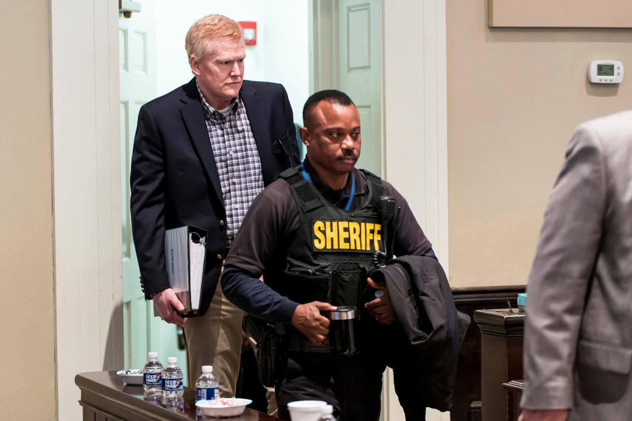Alex Murdaugh enters the Colleton County Courthouse for the 23rd day of his murder trial (AP)