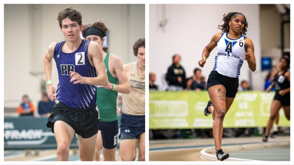 Porter Ridge’s Jacob Laney (left) and Albemarle’s Akayla Garrett (right) are The Charlotte Observer’s boys and girls indoor track athletes of the year