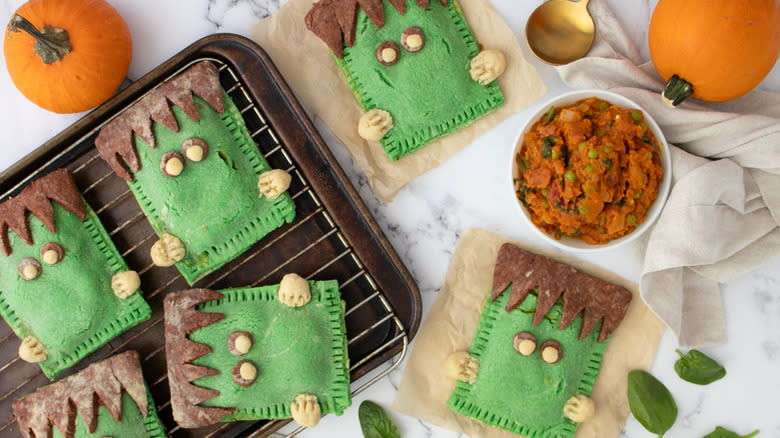 Frankenstein hand pies with pumpkins