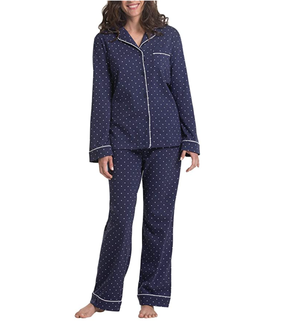 Blue Dotted Flannel Pajamas