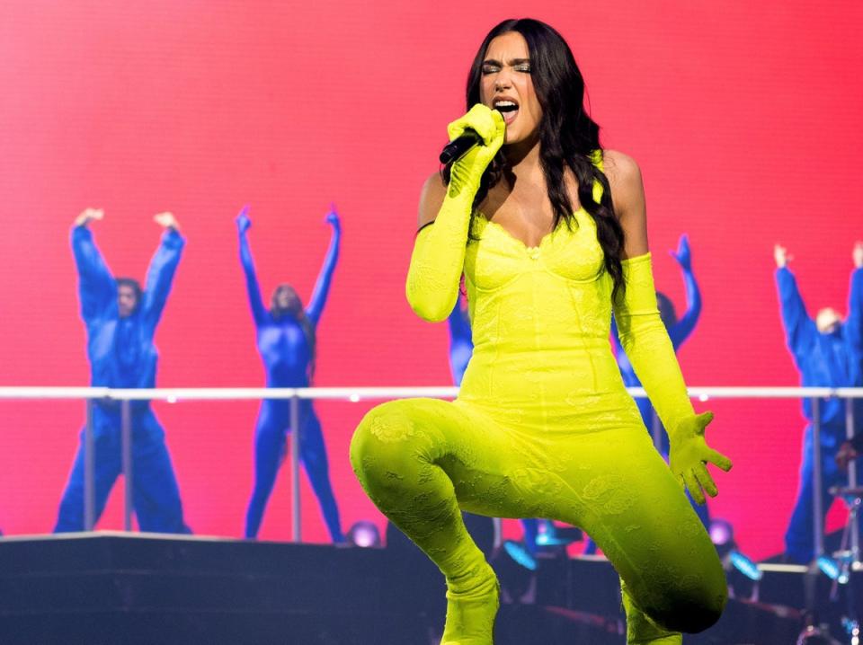 Dua Lipa performs onstage during the Dua Lipa Future Nostalgia Tour 2022 (Getty Images)