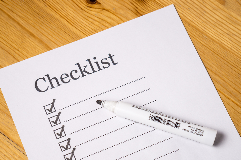 Checklist with Black Ticks