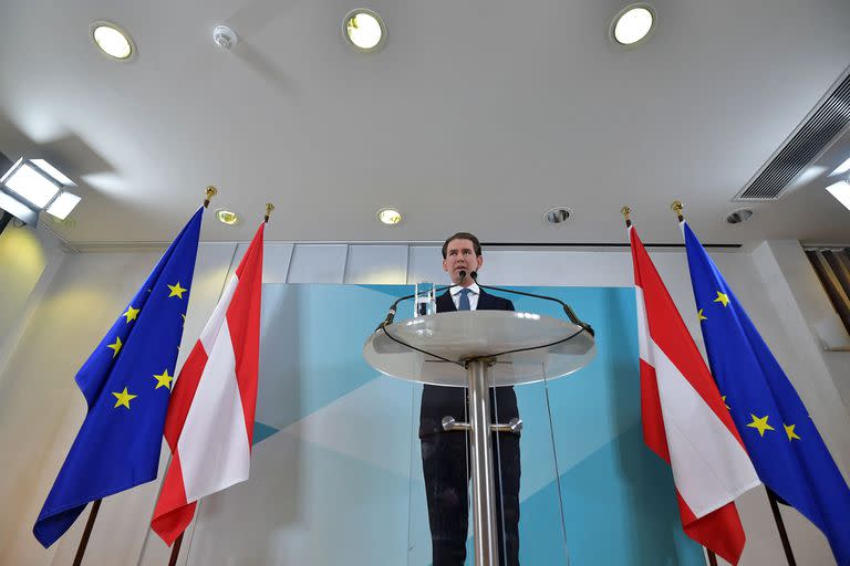Kurz, durante su anuncio en Viena