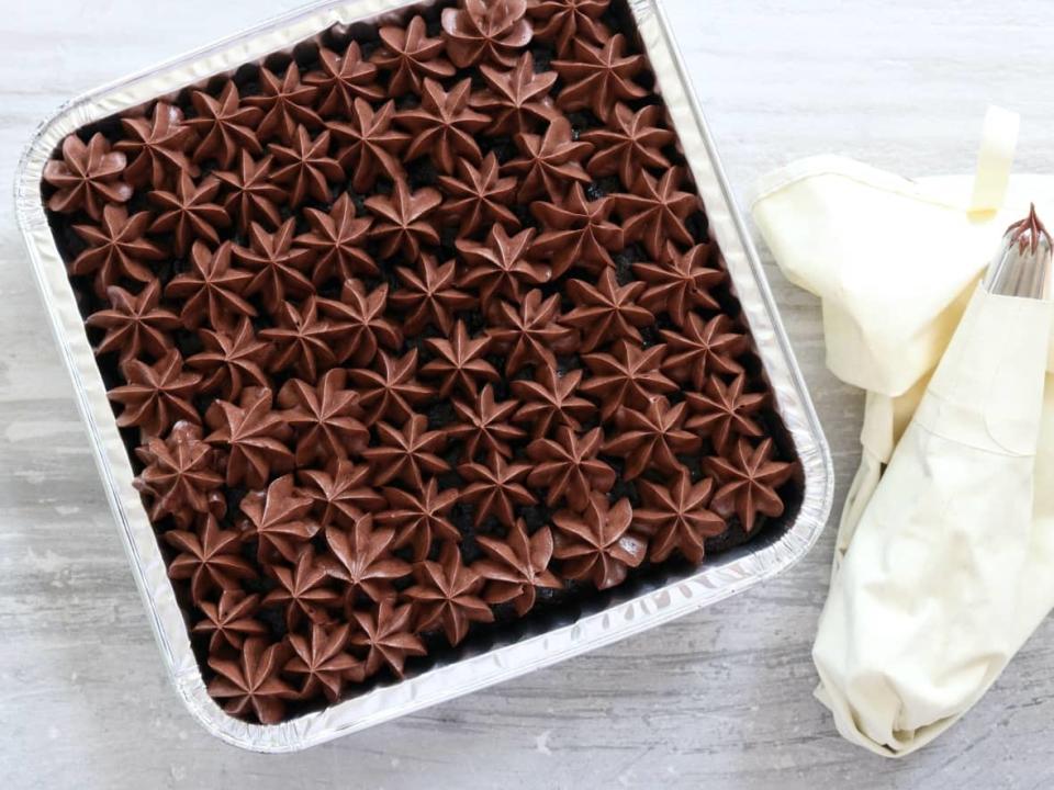 This chocolate cake uses a mashed overripe banana.  (Julie Van Rosendaal - image credit)