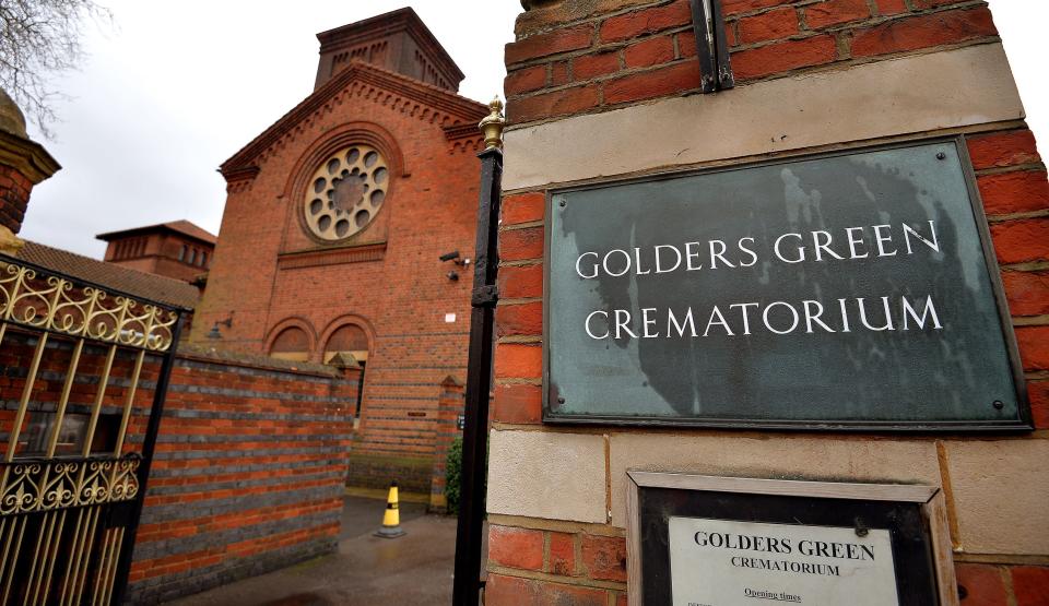 The entrance to Golders Green Crematorium is seen in London, Wednesday, Jan. 15, 2014. Police are hunting burglars who tried to steal the ashes of psychoanalyst Sigmund Freud from the crematorium. The Metropolitan Police force says a 2,300-year-old Greek urn containing the remains of Freud and his wife Martha was severely damaged in a break-in at Golders Green Crematorium on Dec. 31 or Jan. 1. (AP Photo/PA, John Stillwell) UNITED KINGDOM OUT