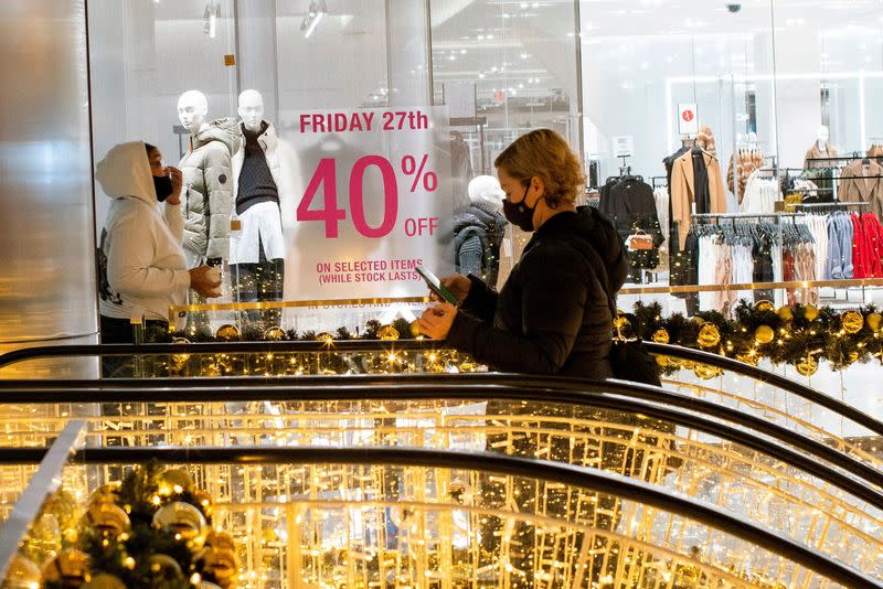 FILE PHOTO: People visit at the Shops at Hudson Yards during early opening for the Black Friday sales in Manhattan, New York