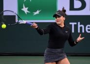 Mar 15, 2019; Indian Wells, CA, USA; Bianca Andreescu (CAN) as she defeats Elina Svitolina (not pictured) during her semifinal match in the BNP Paribas Open at the Indian Wells Tennis Garden. Mandatory Credit: Jayne Kamin-Oncea-USA TODAY Sports