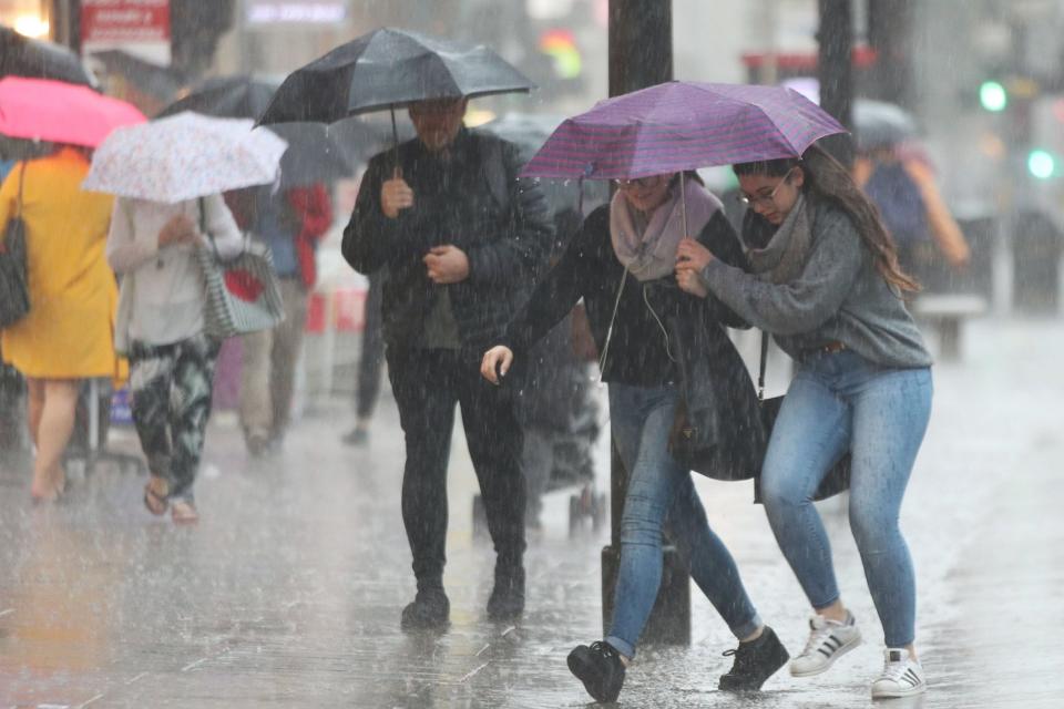 Wind and rain will hit on Tuesday when remnants of Humberto barrel into the UK (PA)