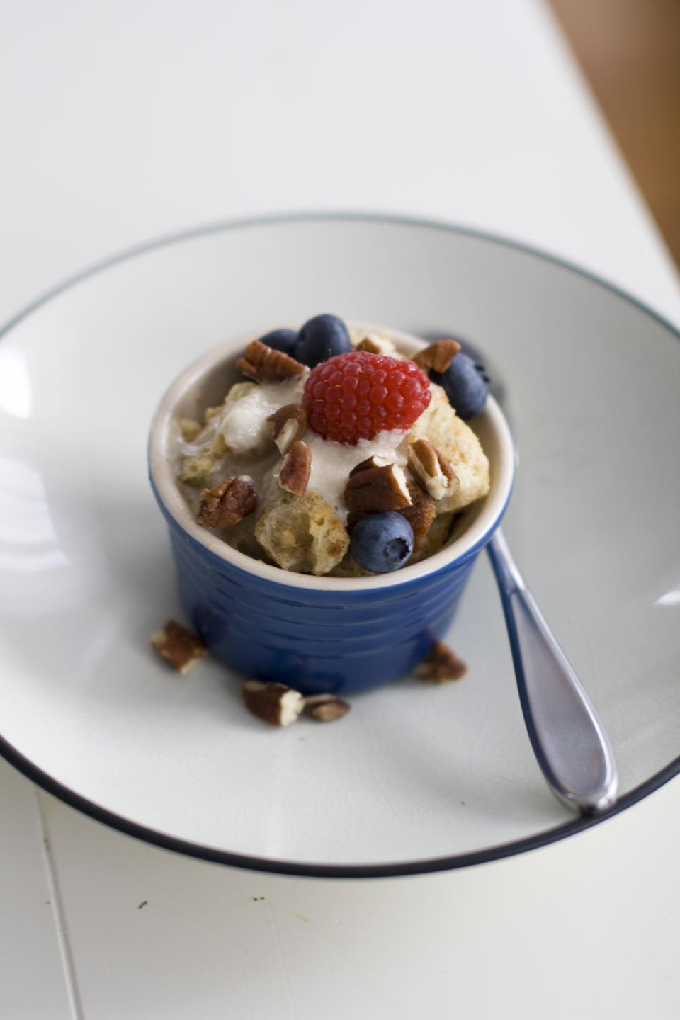 In this image taken on Jan. 28, 2013, banana bourbon bread pudding is shown in Concord, N.H. (AP Photo/Matthew Mead)