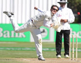 Rob Nicol of New Zealand bowls during Day 3 of the first Test match between New Zealand and South Africa at the University Oval in Dunedin on March 9, 2012.