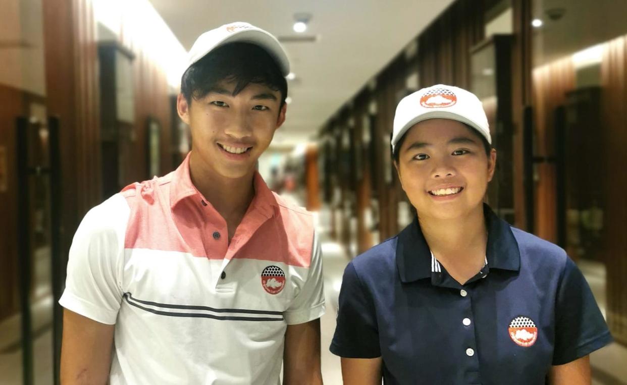 Youth golfers (from left) Sean Lee and Shannon Tan will be taking part in the Singapore Junior Masters Open category. (PHOTO: Singapore Junior Masters)