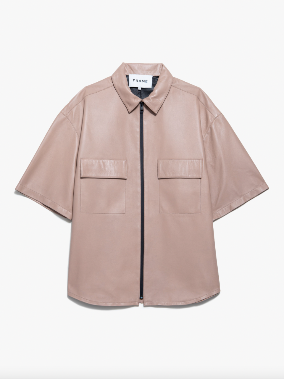 Modern Leather Short-Sleeve Zip Shirt