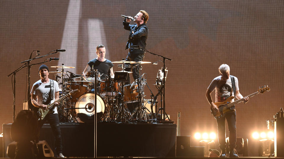 The Edge, Larry Mullen Jr, Bono, Adam Clayton - U2U2 in concert, The Joshua Tree Tour, Hard Rock Stadium, Miami, USA - 11 Jun 2017.