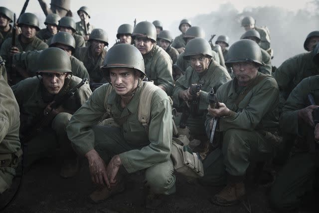 <p>Cross Creek/Kobal/Shutterstock</p> Andrew Garfield in <i>Hacksaw Ridge</i>, 2016