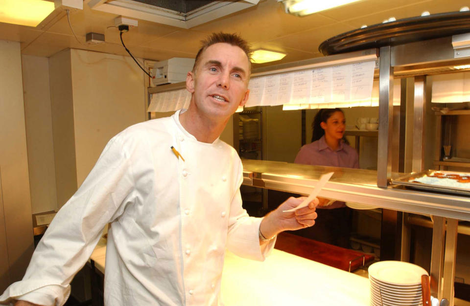 Chef Gary Rhodes inside the kitchen during the launch of his restaurant Rhodes Twenty Four, located on the 24th floor of the City of London's most impressive and tallest building Tower 42. Rhodes promises to bring back traditional British Cuisine in an outstanding location, with its stunning views across the capital. 