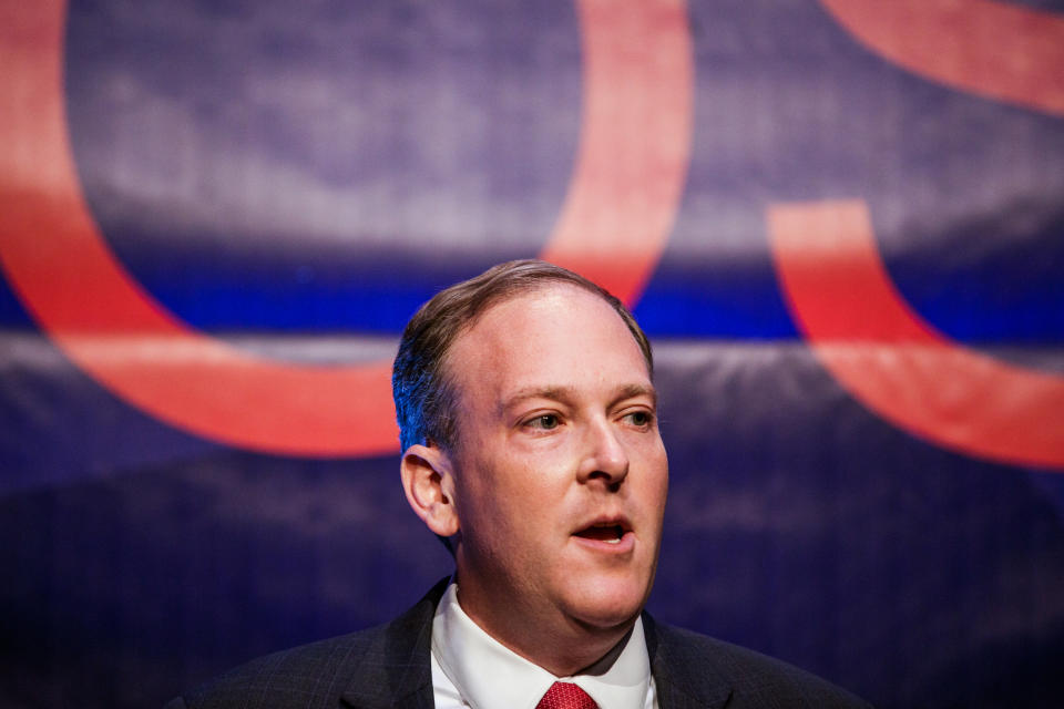 Rep. Lee Zeldin, R-N.Y., at an election night event in New York on Nov. 8, 2022. (Julius Constantine Motal / NBC News)