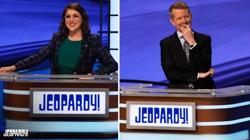 Mayim Bialik and Ken Jennings