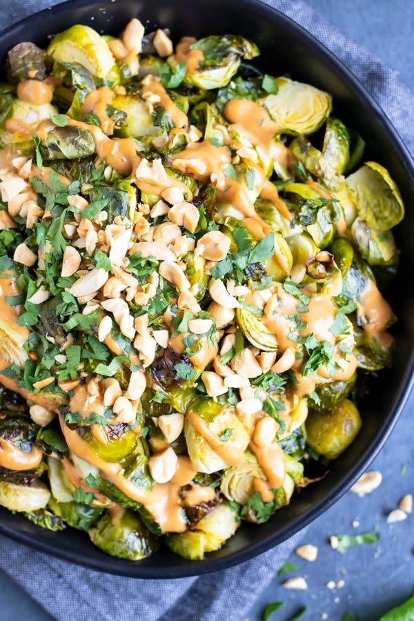 Peanut Butter Sriracha Brussels Sprouts