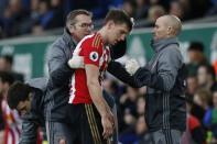 Britain Football Soccer - Everton v Sunderland - Premier League - Goodison Park - 25/2/17 Sunderland's Billy Jones receives medical attention Reuters / Andrew Yates Livepic