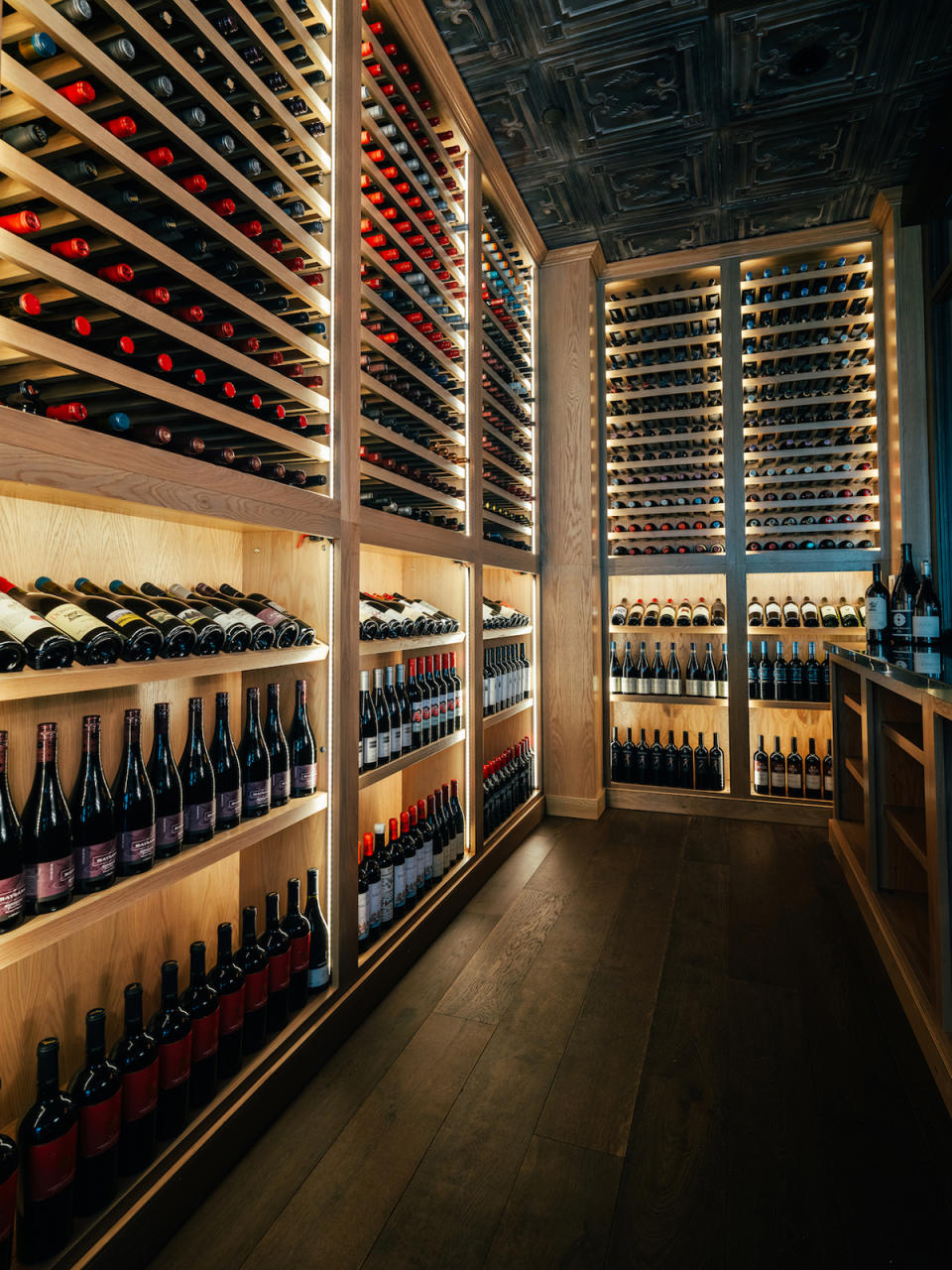 the extensive wine room.