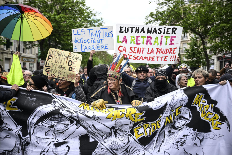 General views of protests during Labor and Solidarity Day on May 1, 2023 in Paris, France. / Credit: Onur Coban/dia images via Getty Images