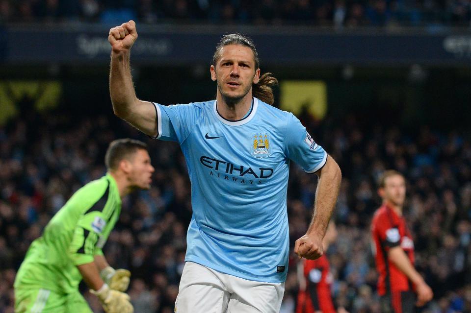 Demichelis festeja un gol con el Manchester City (AFP/Archivos | ANDREW YATES)