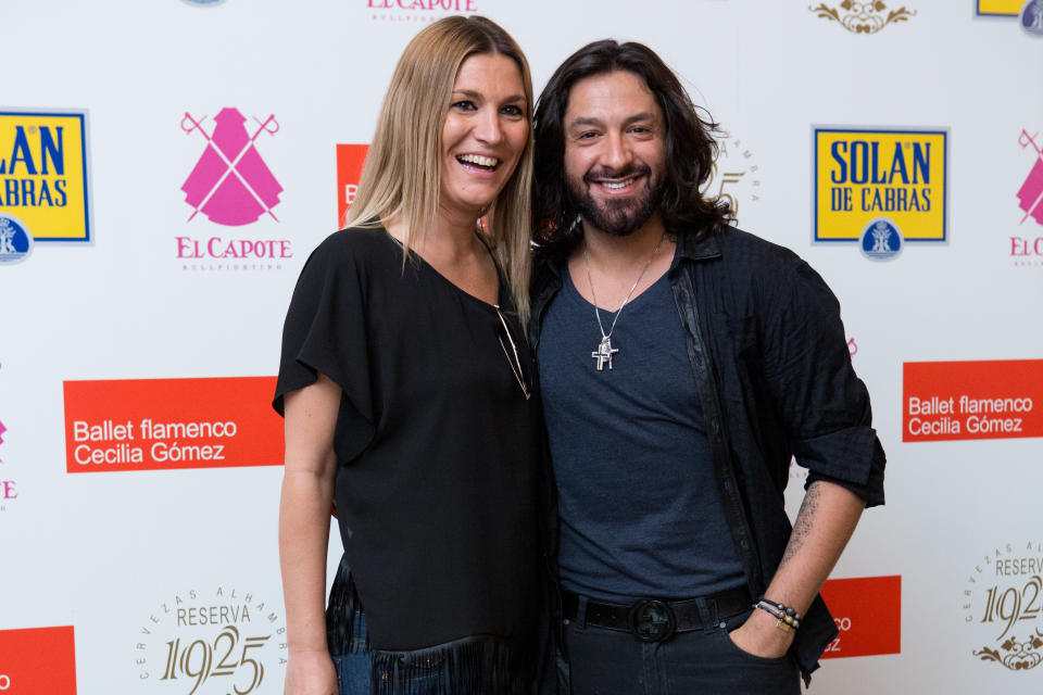 MADRID, SPAIN - JUNE 02:  Rafael Amargo (R) and Yolanda Jimenez (L) attend the 'Chavela' premiere at the Reina Victoria theatre on June 2, 2015 in Madrid, Spain.  (Photo by Pablo Cuadra/WireImage)