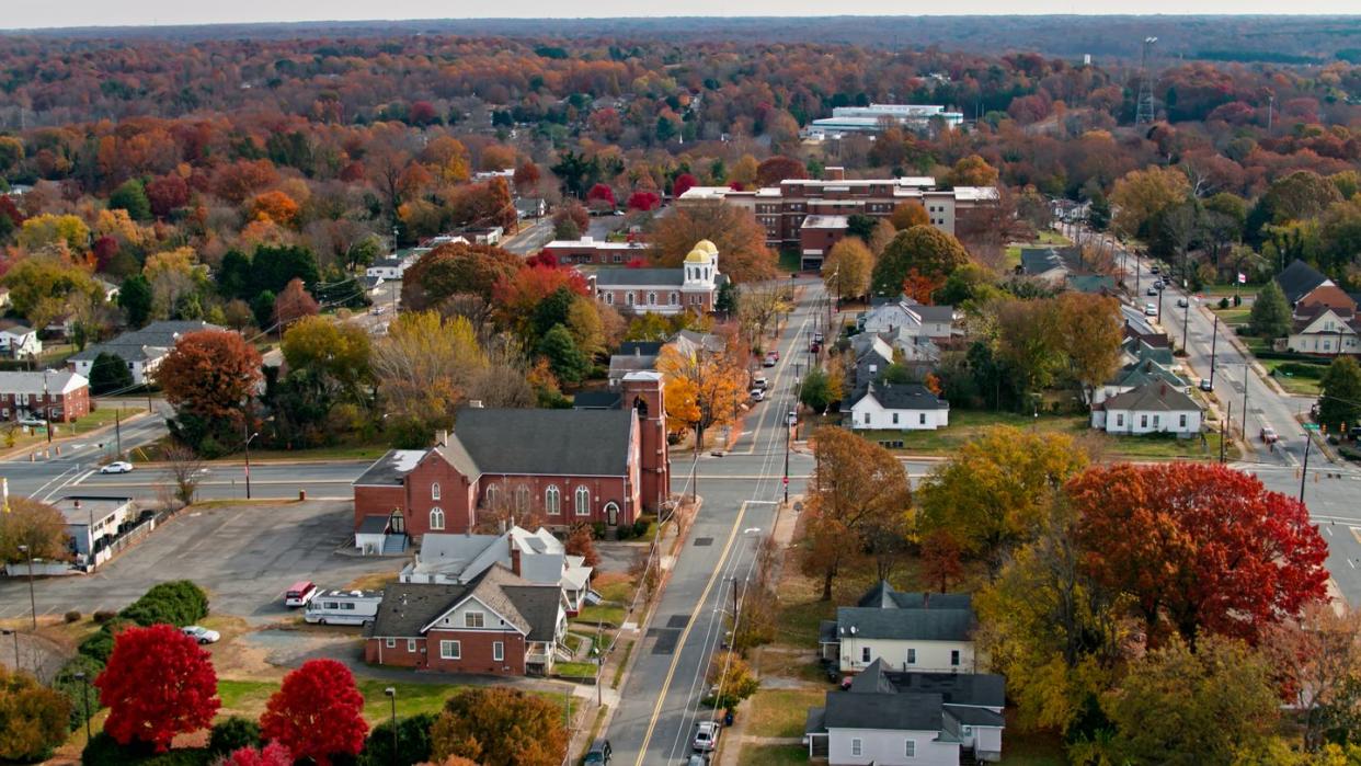 aerial view of residential community in winston salem, north carolina