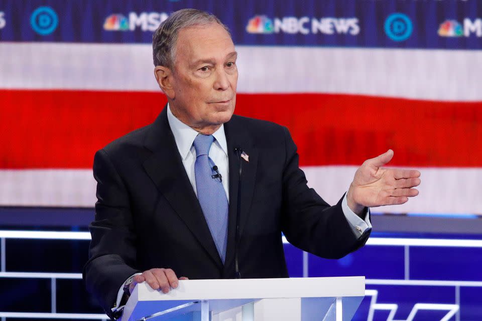 Democratic presidential candidate and former New York City mayor Mike Bloomberg speaks during the Democratic presidential primary TV debate.